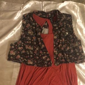 A forever 21 dress with a new look denim vest